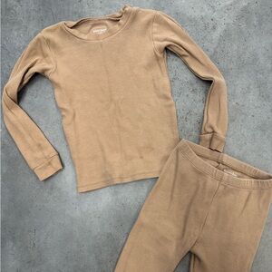 Burt’s Bees Kids Ribbed Pajama Set Size 5T Neutral Tan Organic Cotton Lounge Set